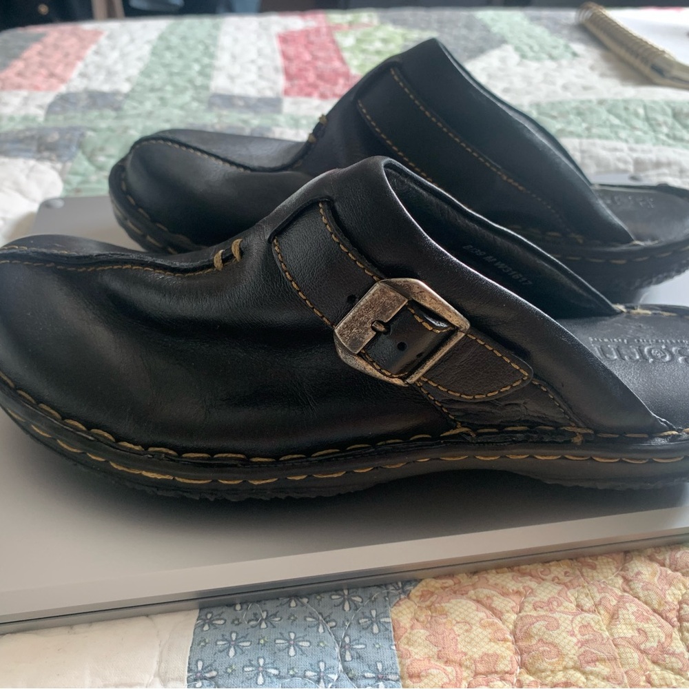 Born Black Leather Mules with Buckle